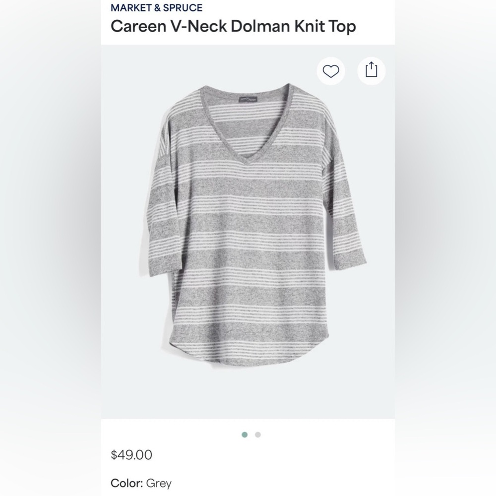 Market & Spruce Light Gray Striped Knit Top